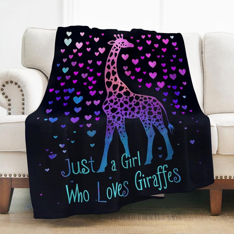 Levens Giraffe Blanket 50"x60" Giraffe Gifts for Women Girls, Just a Girl Who Loves Giraffes Throw Blankets Galaxy Giraffes Stuff Animal Soft Cozy Lightweight Flannel Blanket Decor for Couch Sofa Bed - Image 1